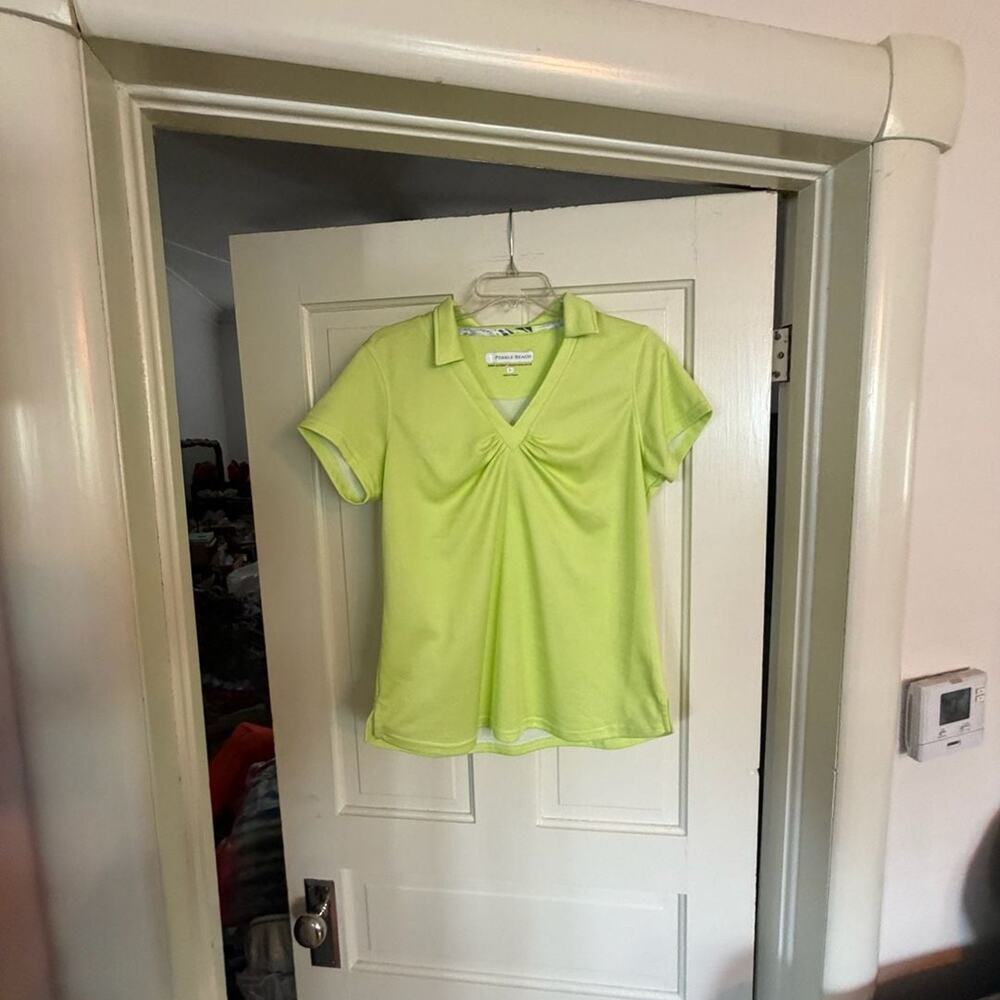 Pebble Beach Dry-Luxe Performance Polo Shirt Women's Size Large Lime Green